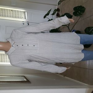 Mystree L breezy cotton tunic interesting contrasted stripes button tab sleeves